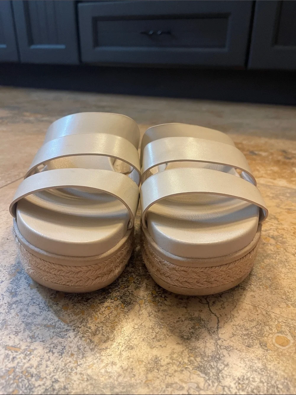 Women's Triple-Strap Platform Slide Sandals in Light Beige size 8.5 altard state